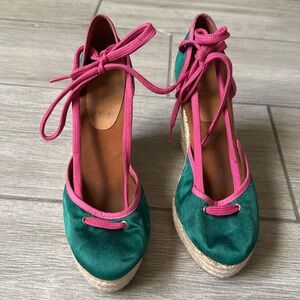 Kurt Geiger Green and Pink Espadrilles